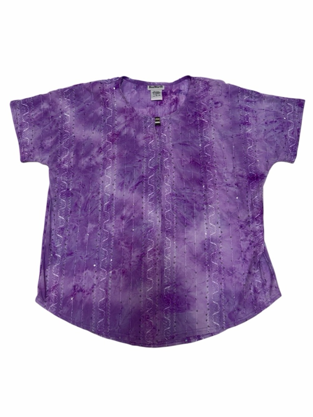 BonWorth Lavender Purple Sequin Embellished Blouse Embroidered Detail  Top XL